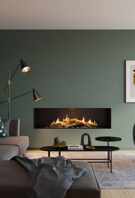 Der Gas-Kamin VISIO 160 F ist ein Frontkamin mit einwandfreier Feuersicht und gemütlichem Wohnzimmer.