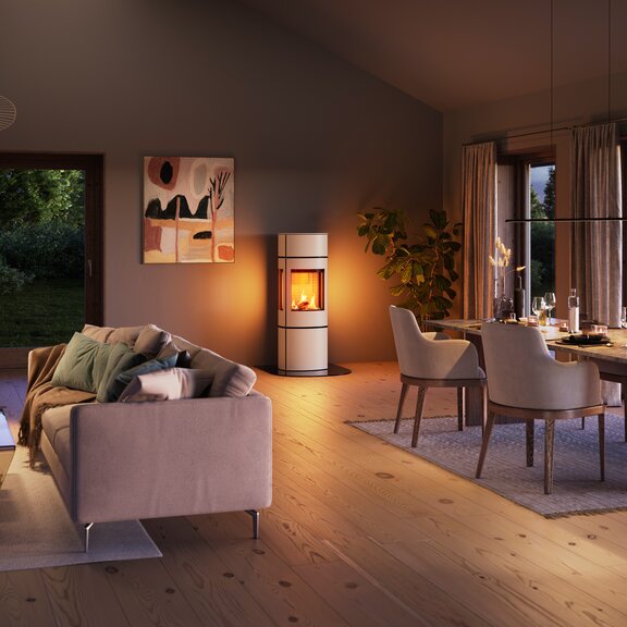 CARO 130 GAS in der Farbe Sand im Wohn- und Esszimmer