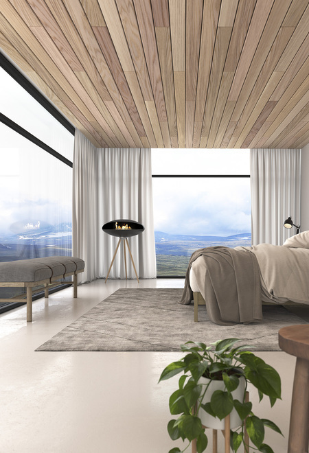 Bioethanol Feuerstelle Espoo Oak im Schlafzimmer