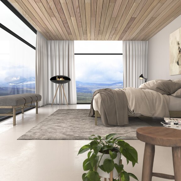 Bioethanol Feuerstelle Espoo Oak im Schlafzimmer