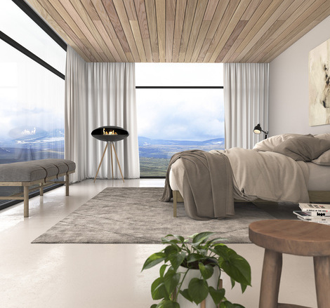 Bioethanol Feuerstelle Espoo Oak im Schlafzimmer