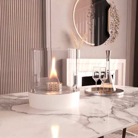 Bioethanolbrenner Nice auf edlem Esstisch