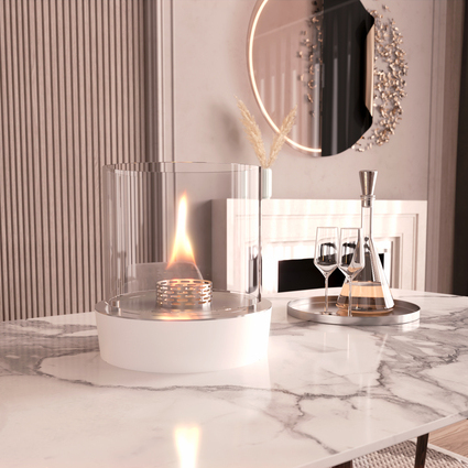 Bioethanolbrenner Nice auf edlem Esstisch