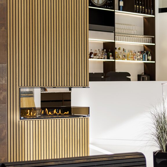 Bioethanolbrenner Panel Wall Raumteiler hoch Holzverkleidung Bar